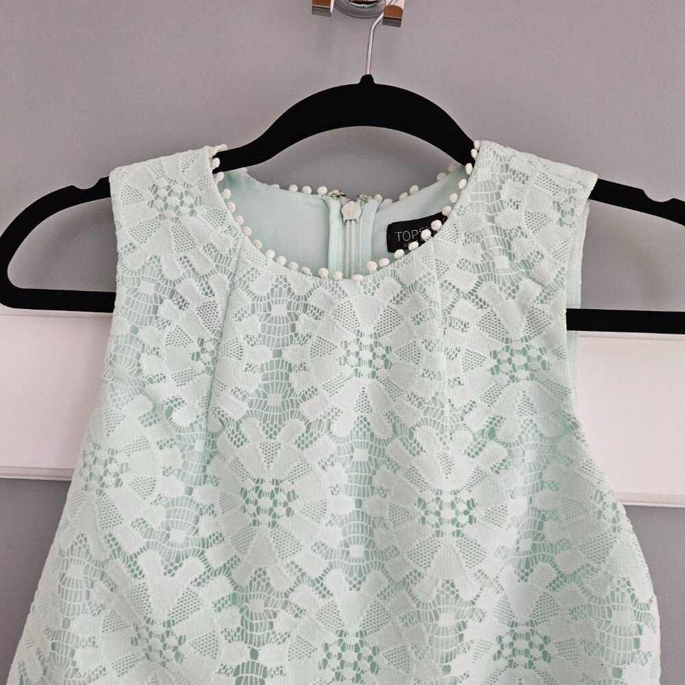 Light mint laced short dress - Picture 2 of 4